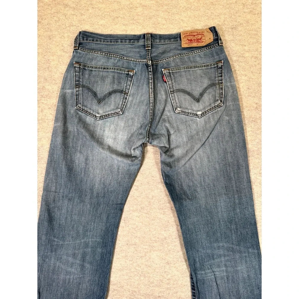 Levis 501 Straight Fit Jeans Men 36x36 Blue Denim Cotton Button Fly Mid Rise
